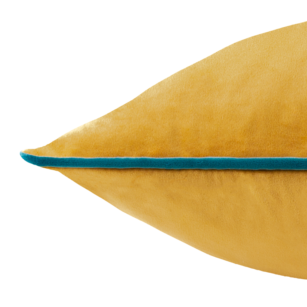 Furn Meridian Ochre and Teal Velvet Cushion 55 x 55cm Image 4