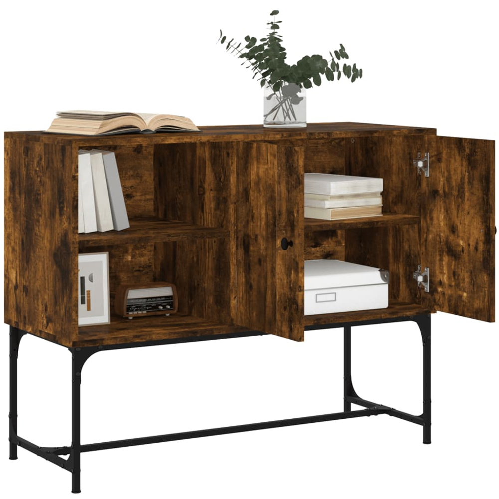 vidaXL 2 Door 2 Shelf Smoked Oak Sideboard Image 4