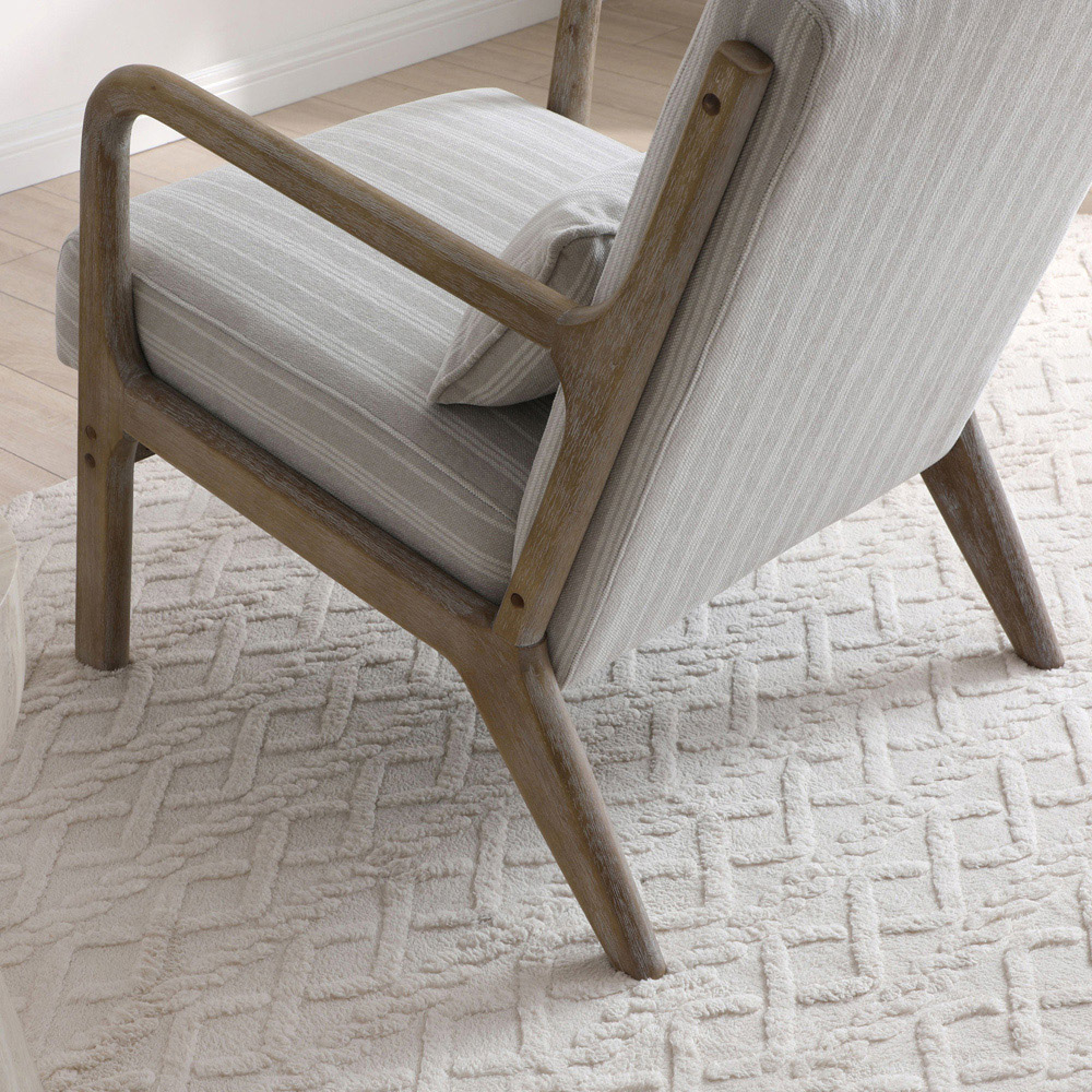Otis Natural Stripe Chenille Light Frame Static Armchair with Bolster Cushion Image 8