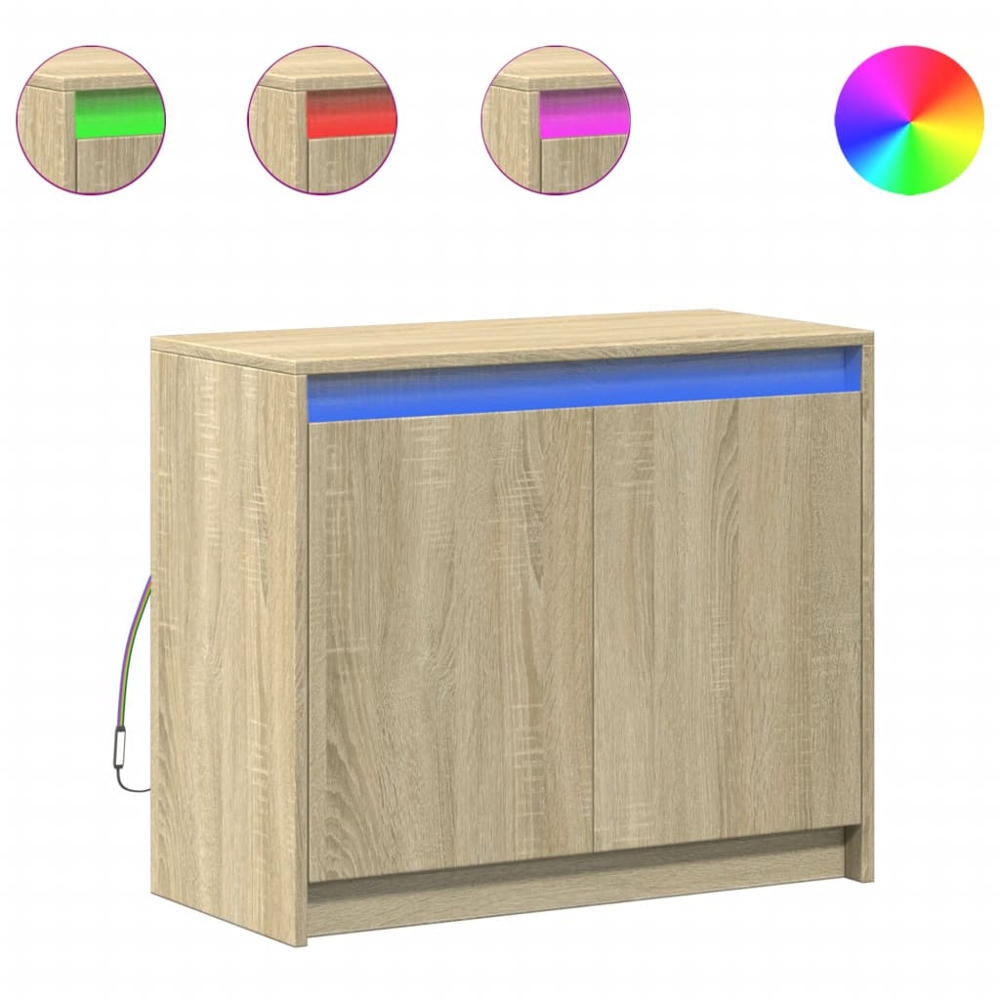 vidaXL 2 Door Sonoma Oak Sideboard with RGB LED Lights Image 2