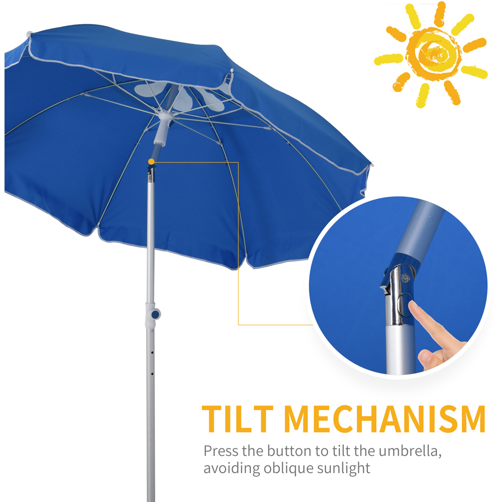Outsunny Blue Arched Beach Umbrella Parasol with Adjustable Tilt and Carry Bag 1.9m Image 4