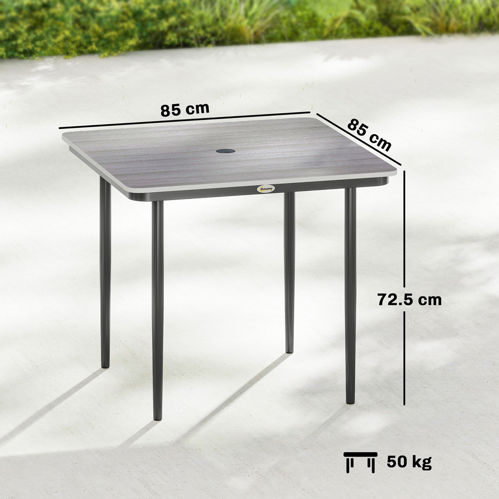 Outsunny 4 Seater Garden Dining Table with Umbrella Hole Light Grey Image 9
