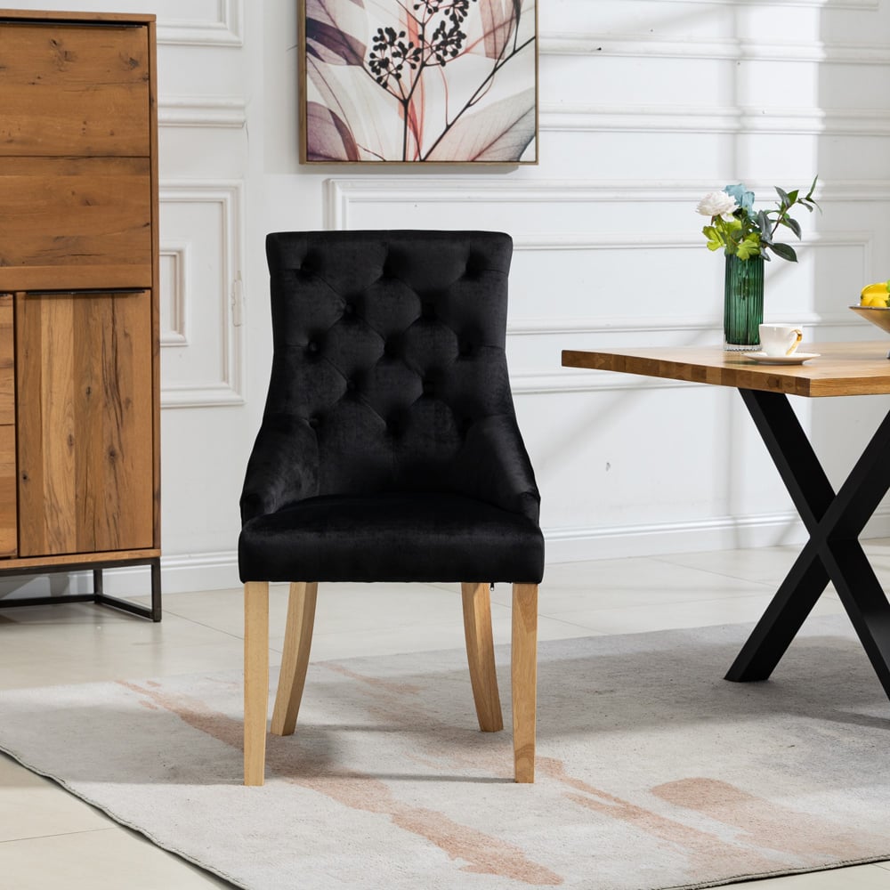 Artemis Home Ravenna Set of 2 Black Velvet Dining Chair Image 2