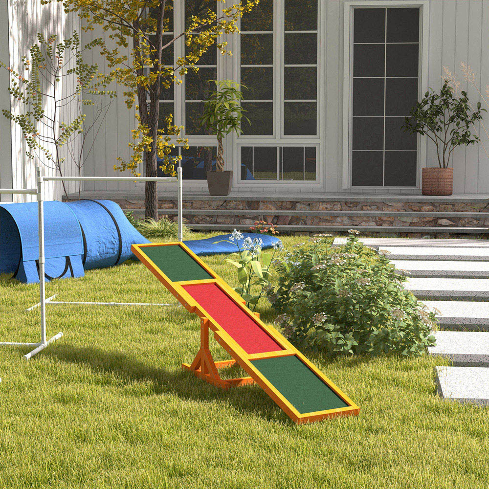 PawHut Wooden Large Dog Pet Seesaw Image 2