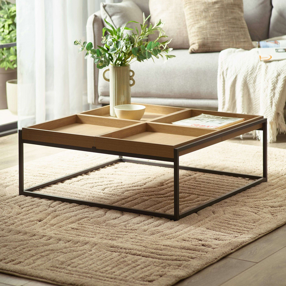 Julian Bowen Ezra Warm Light Oak Effect Square Tray Coffee Table Image 8