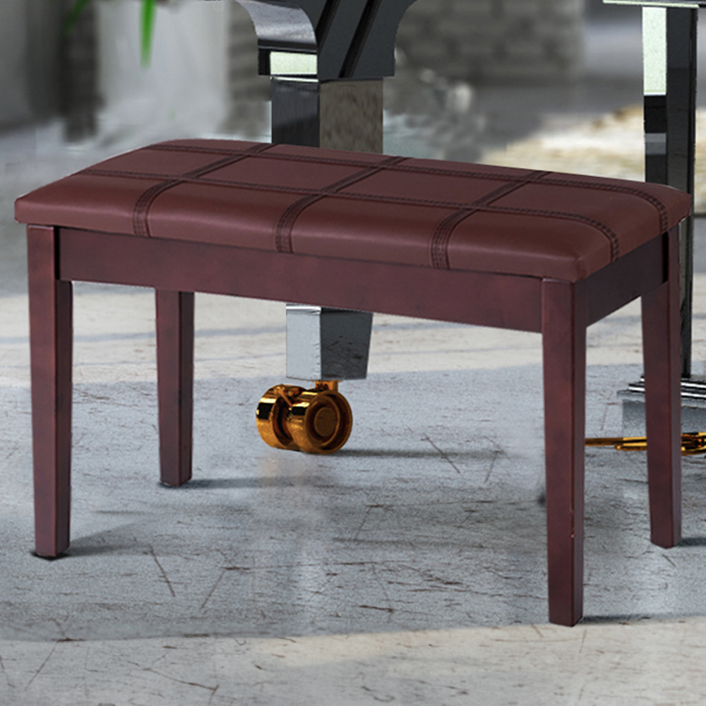 Costway Brown Wooden Piano Bench with Storage Image 1