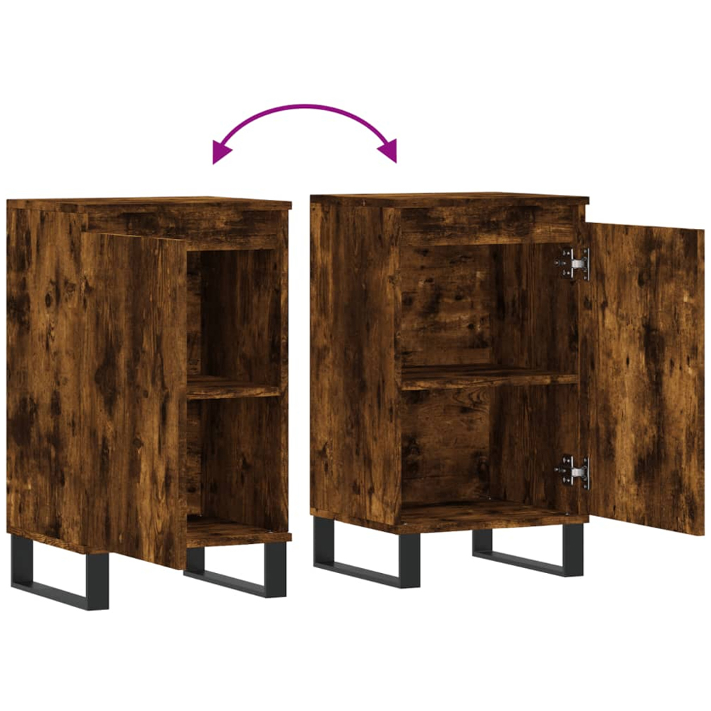vidaXL Single Door Smoked Oak Sideboard Set of 2 Image 9