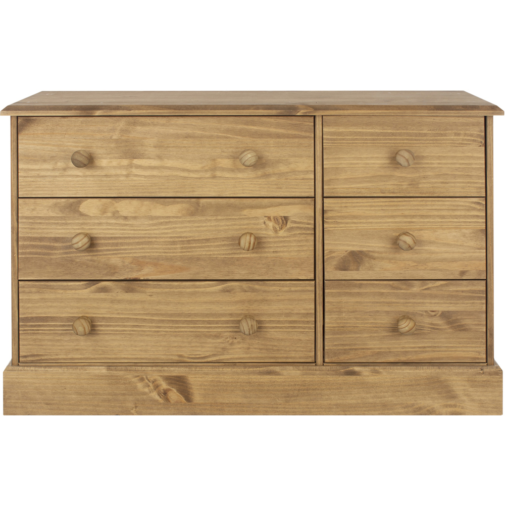 Core Products Cotswold 6 Drawer Pine Wide Chest of Drawers Image 3