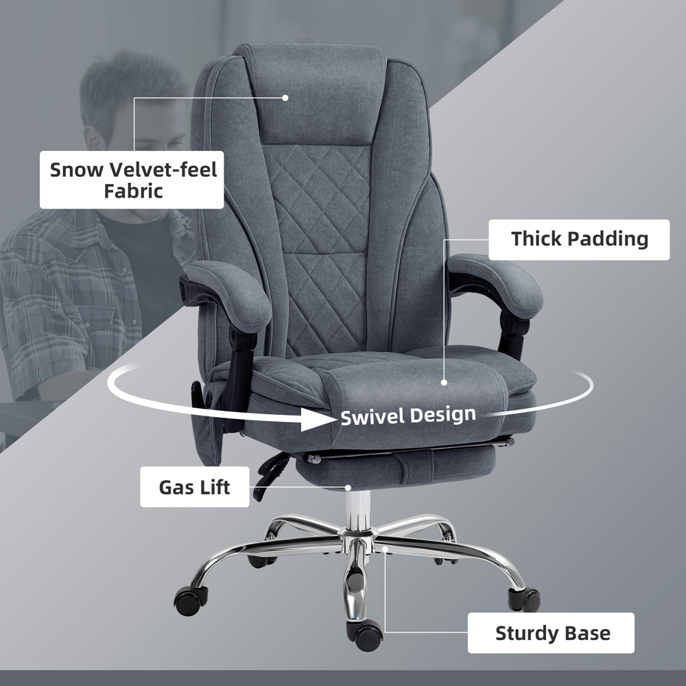 Vinsetto Dark Grey Heated Reclining Massage Office Chair Image 7