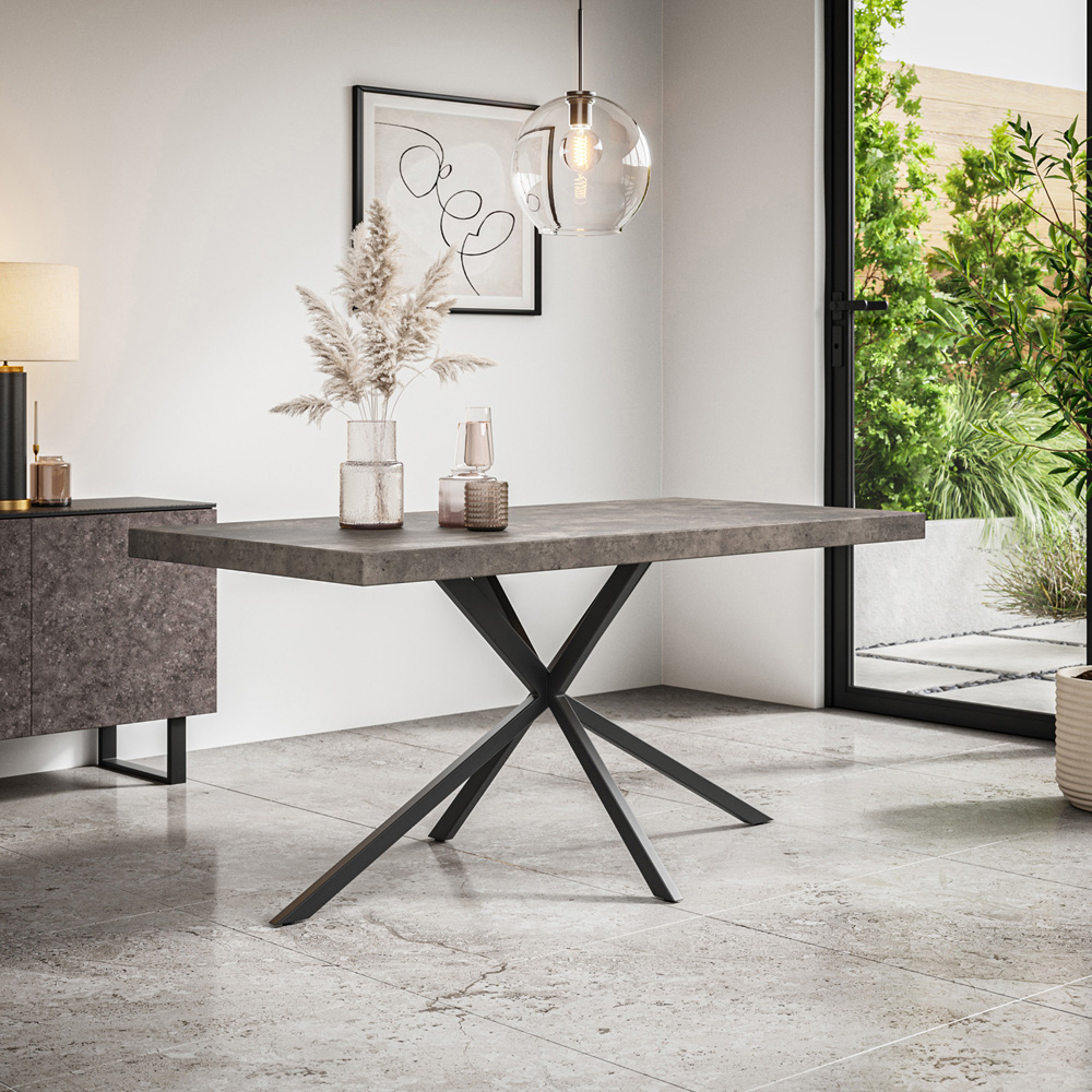 Furniture Online Donni 6 Seater Dining Table Concrete Effect and Black Image 5