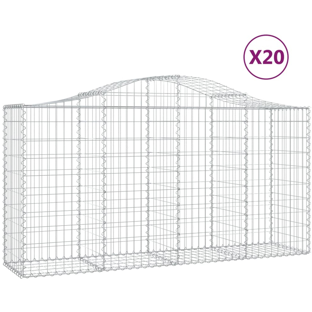 vidaXL Silver Galvanised Iron Arched Gabion Basket 200 x 50 x 100/120cm 20 Pack Image 4