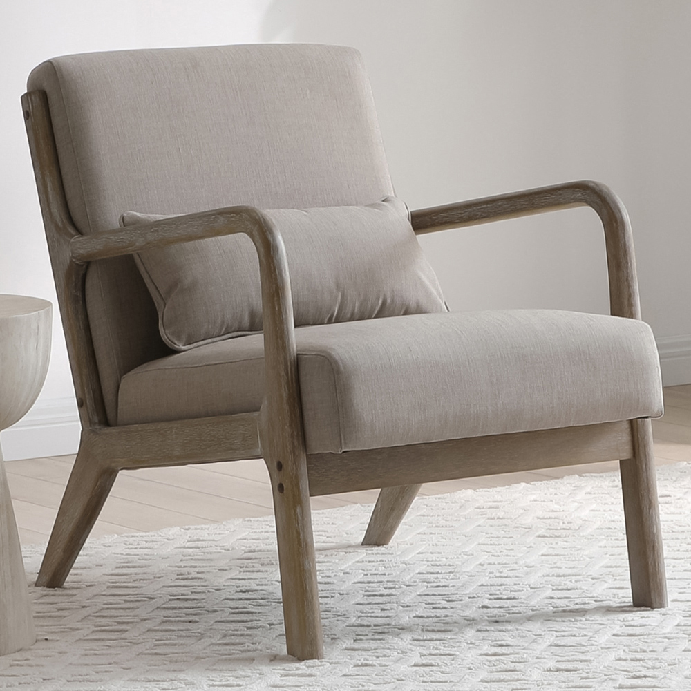 Otis Oatmeal Linen Light Frame Static Armchair with Bolster Cushion Image 1