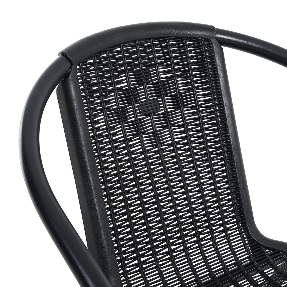 Living and Home Wicker 2 Seater Black Bistro Set Image 6