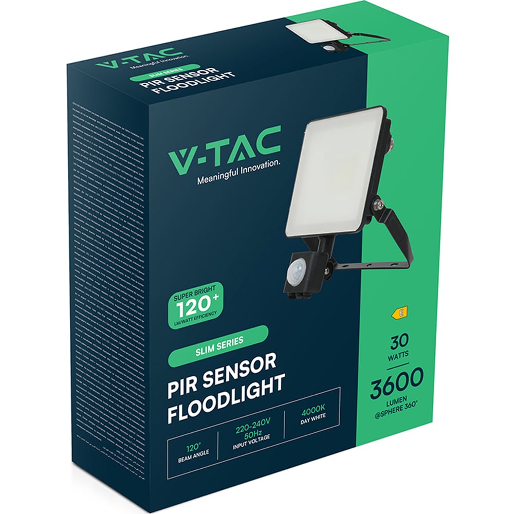 V-TAC 50W 6000 Lumens Cool White LED Floodlight with PIR Sensor Image 4