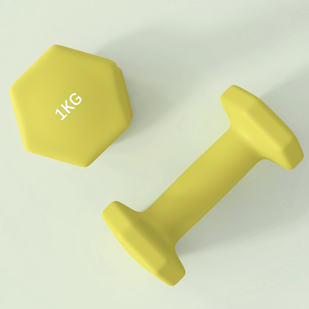 SPORTNOW Yellow Hexagonal Dumbbell 1kg 2 Pack Image 5