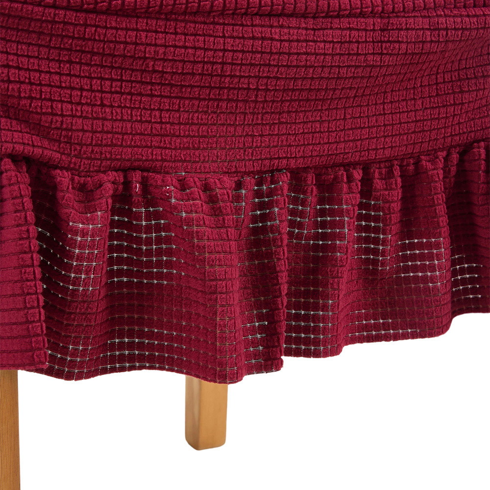Living and Home Red Dining Chair Cover with Ruffled Skirt and Fabric Tie Set of 2 Image 4