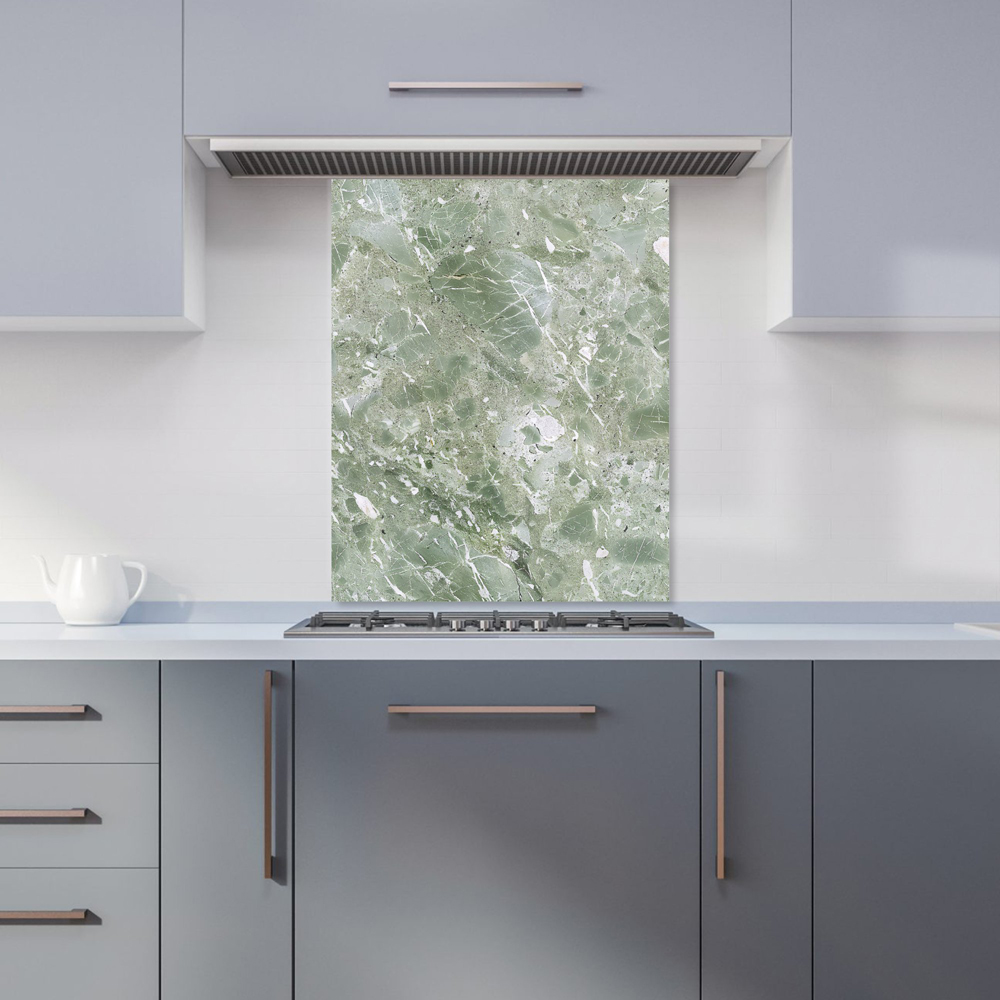 Warren Reed Designer Polished Sage Green Quartz Effect Glass Kitchen Splashback 75 x 60cm Image 1