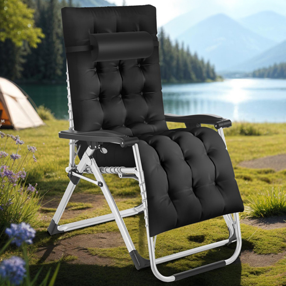 tectake Cloud Black Zero Gravity Foldable Sun Lounger Image 1