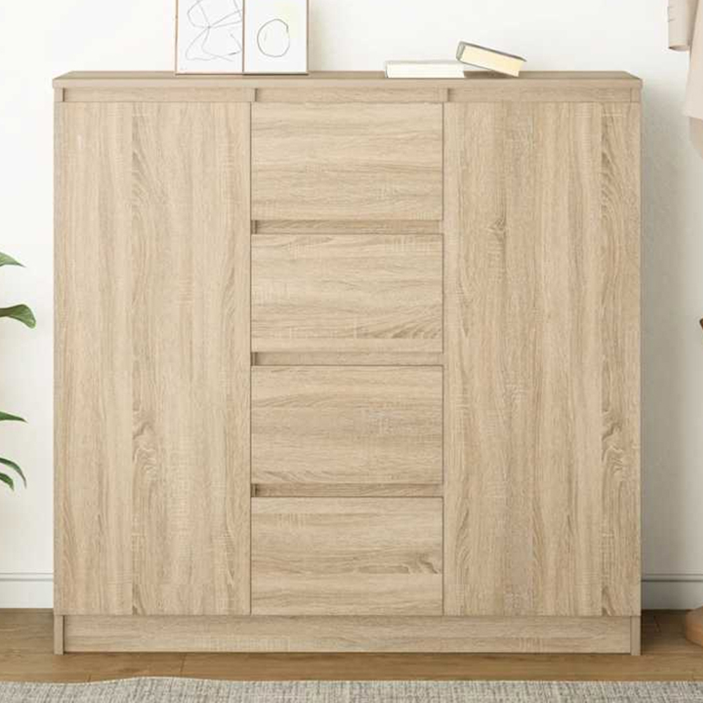 vidaXL 2 Door 4 Drawer Sonoma Oak Sideboard Image 1