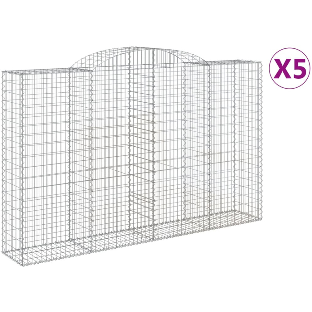 vidaXL Silver Galvanised Iron Arched Gabion Basket 300 x 50 x 180/200cm 5 Pack Image 4