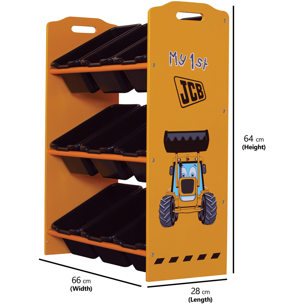 Kidsaw JCB Yellow and Black 9 Bin Storage Cabinet Image 6