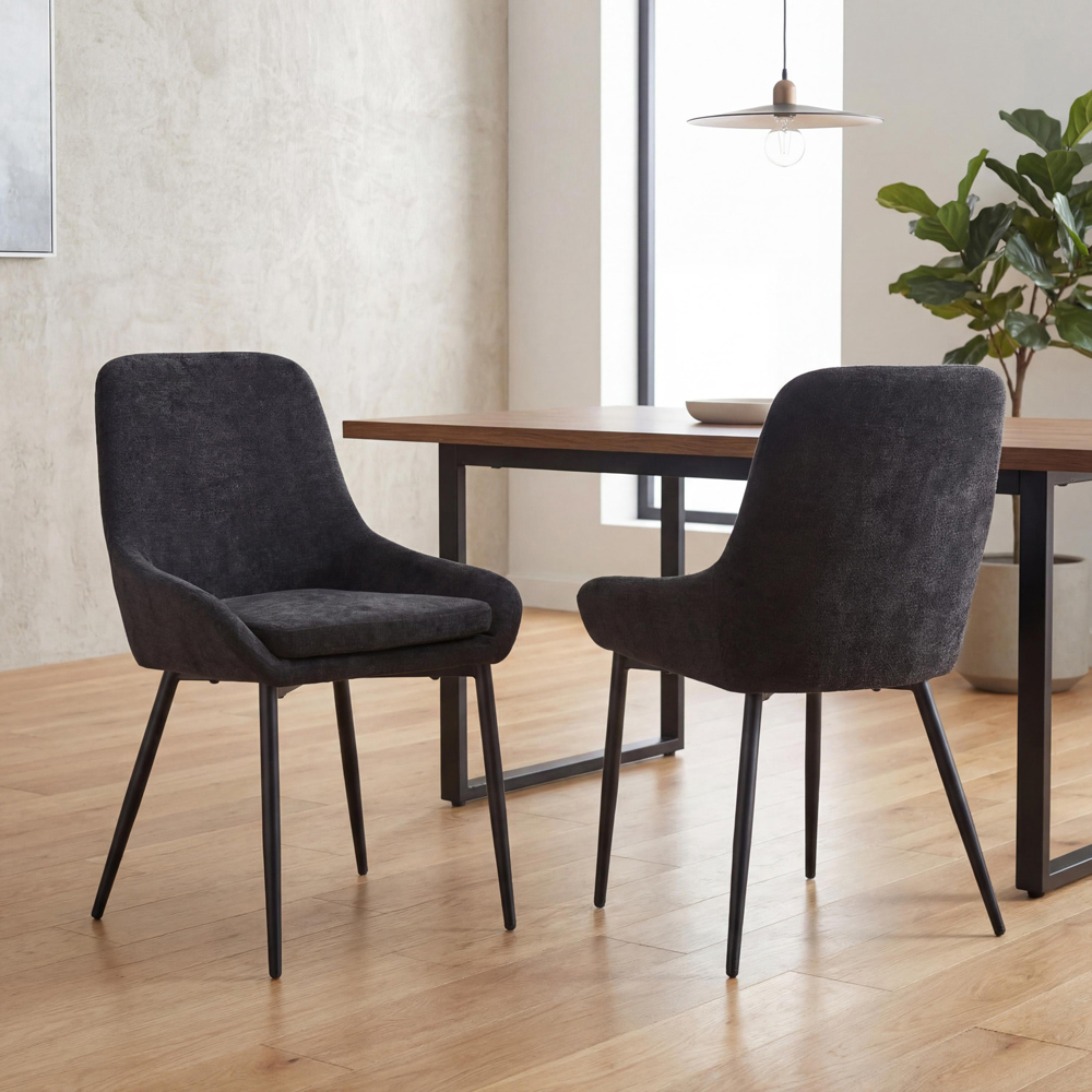 Portland Valenza Black Curved Back Dining Chair Image 8