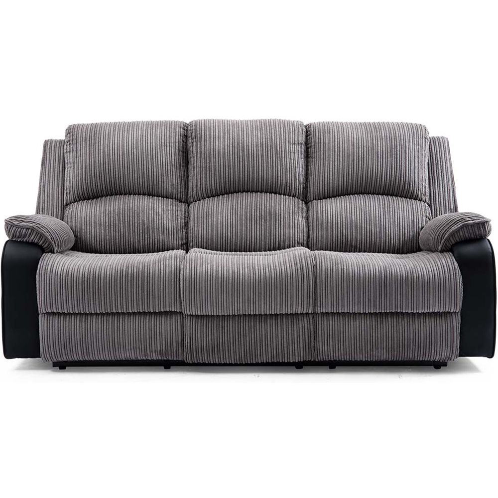 Furniture Online Postana 3 Seater Grey High Back Jumbo Cord Manual Recliner Sofa Image 4