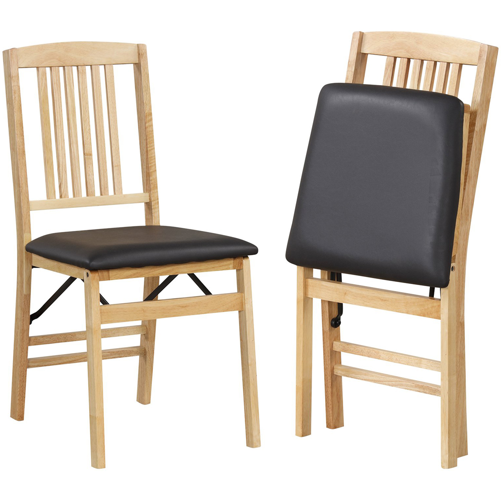 Costway Set of 2 Black Foldable Dining Chairs Image 2
