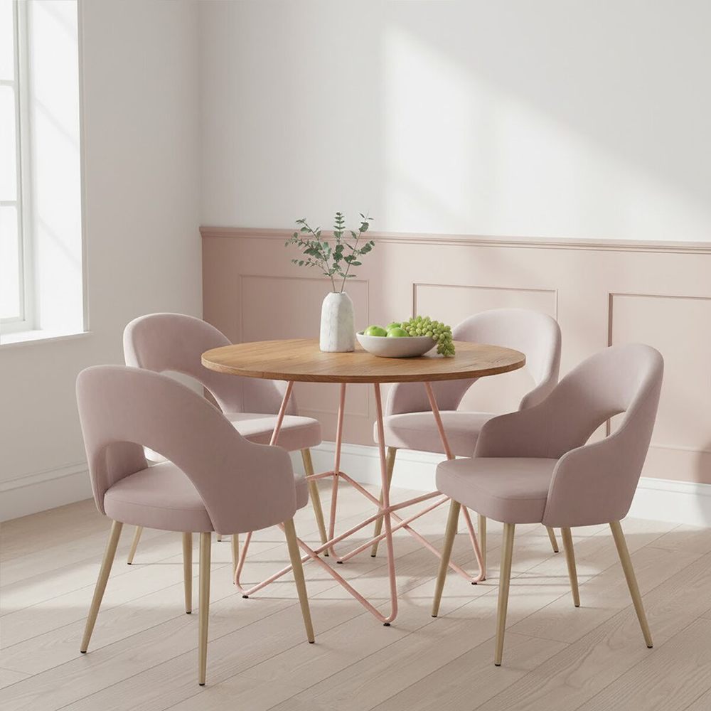 Premier Housewares Dani Dusky Pink Velvet Dining Chair Image 4