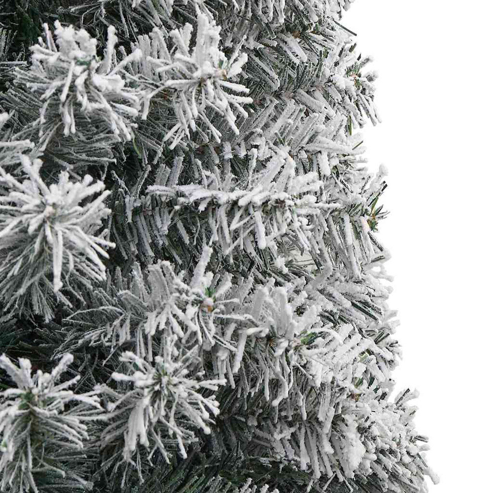 vidaXL 300 LED Pre-Lit Black Baubles Green Artificial Snow Flocked Christmas Tree 9ft Image 7