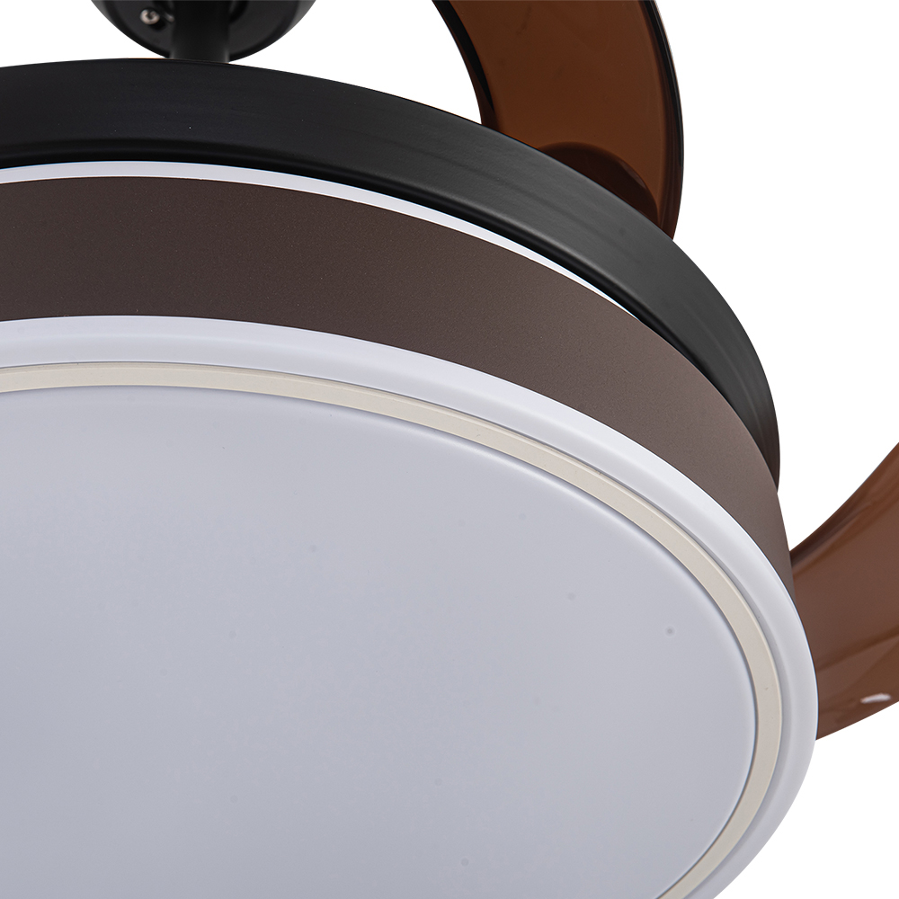 Living and Home Brown Round Ceiling Fan with Light and Remote Image 5
