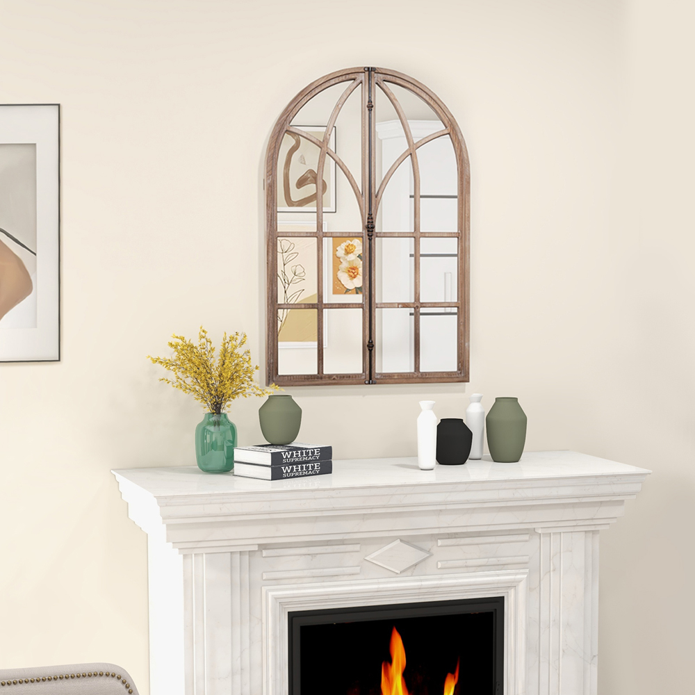 Costway Natural Arch Window Wall Mirror 88 x 60cm Image 2