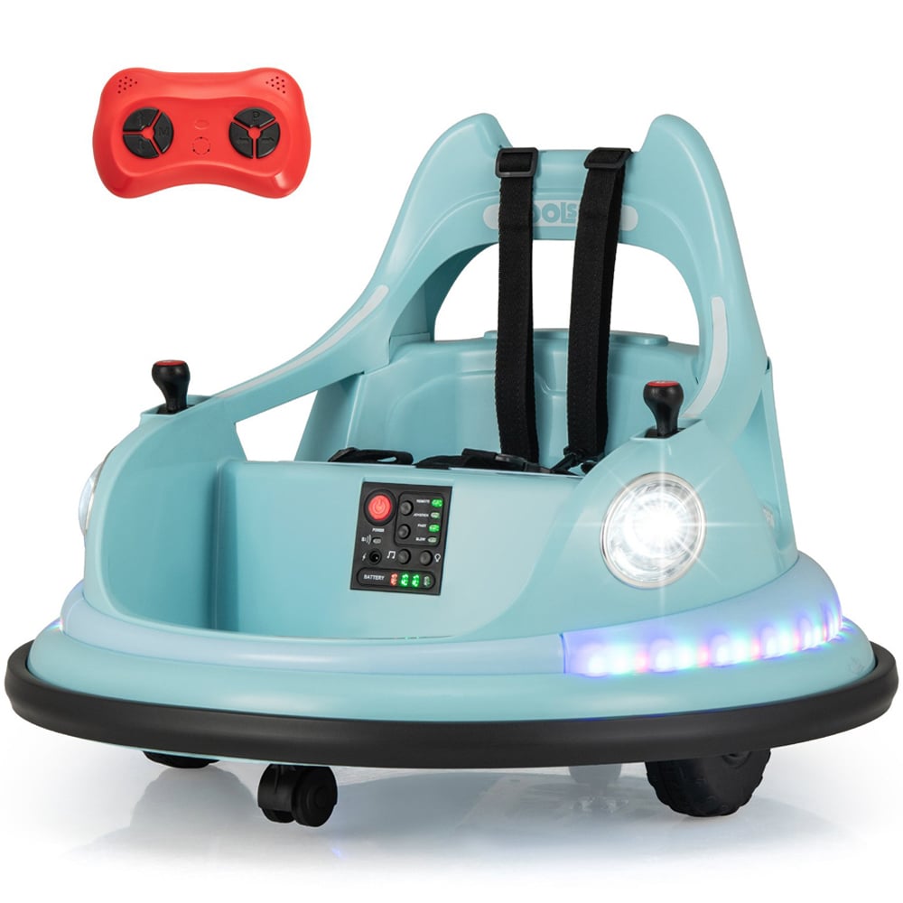 Costway Kids Blue Ride On Bumper Car with Dual Joysticks and 5 Light Effects 12V Image 3