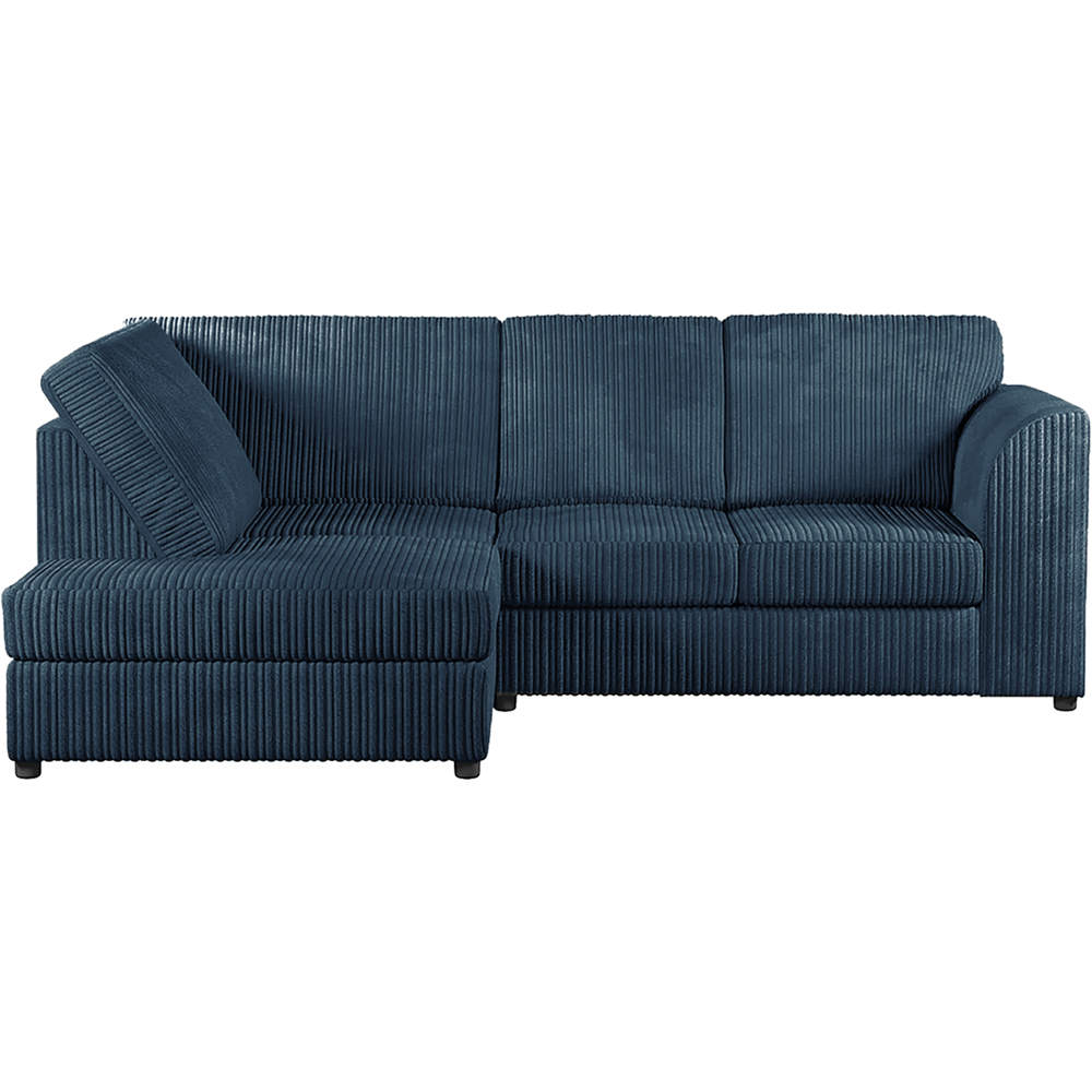 Luxor 4 Seater Navy Blue Jumbo Cord Full Back Left Hand L Shape Corner Sofa Image 2