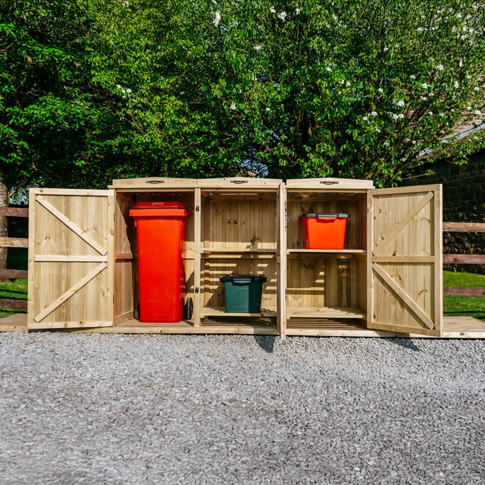 The Garden Village Chatburn 4 Recycle Box Single Wheelie Bin Shed Image 2