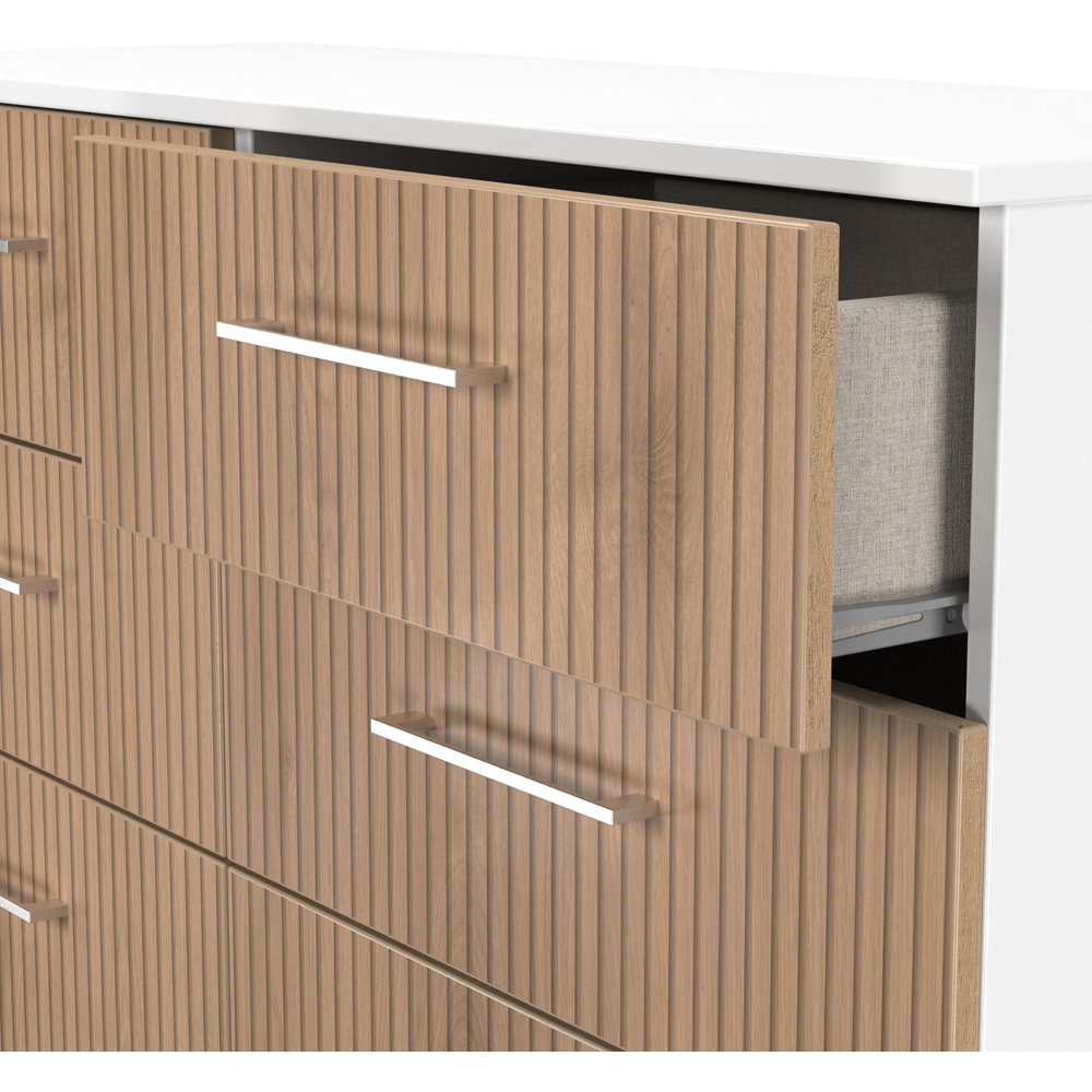 Crowndale Worcester 6 Drawer Slatt Effect and White Wide Chest of Drawers Ready Assembled Image 5