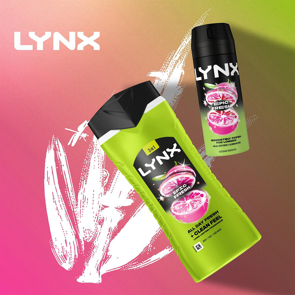 Lynx Epic Fresh Grapefruit and Tropical Pineapple Shower Gel 500ml 18 Pack Image 3