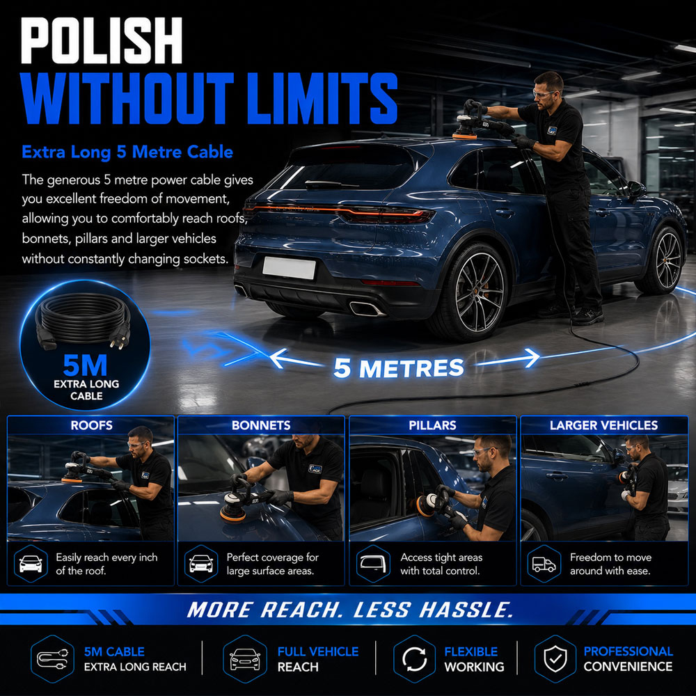 Autojack DAP125 750W Dual Action Car Polisher with Variable Speed Settings and Backing Pads Image 6