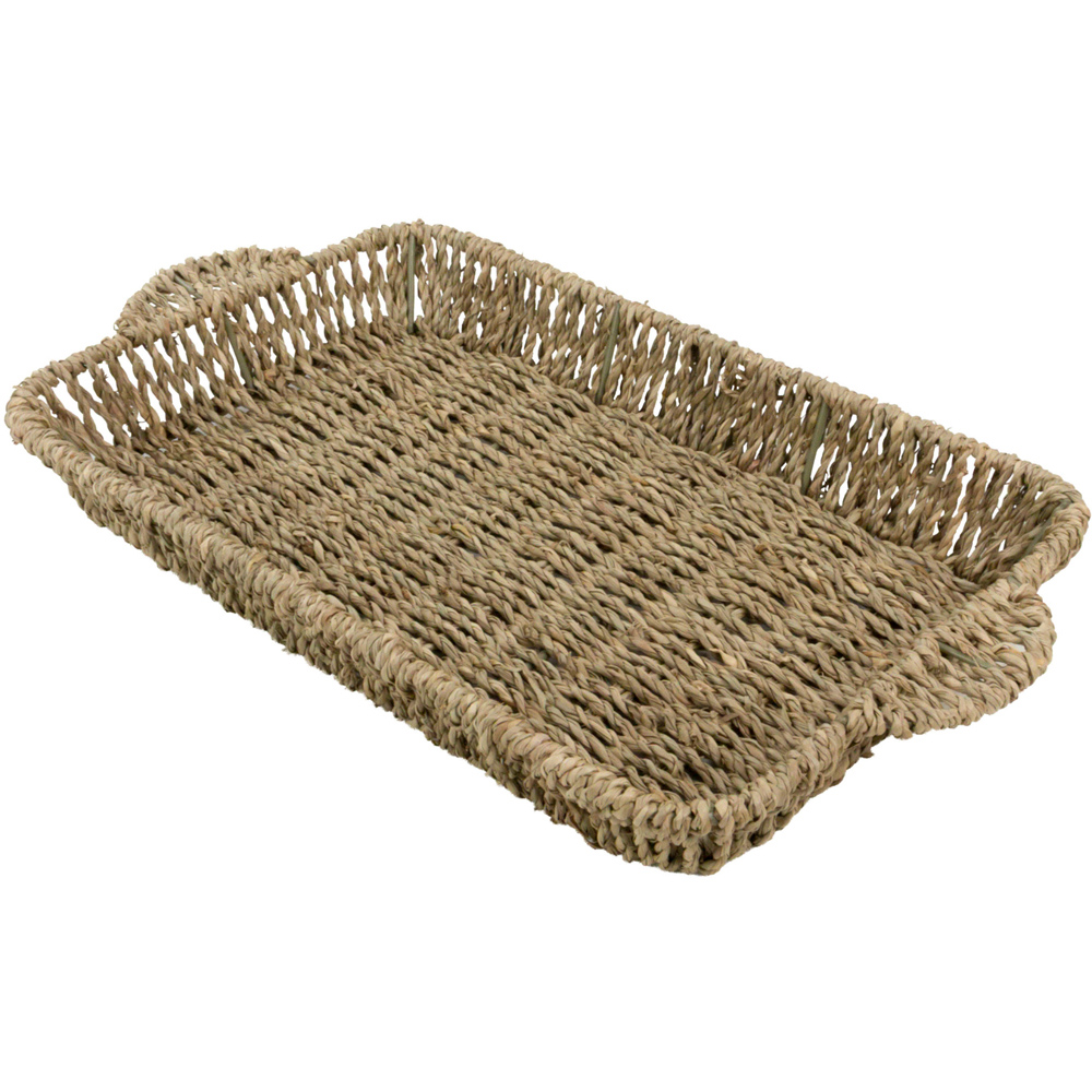 JVL Seagrass Rectangular Tray with Handles 2 Pack Image 6