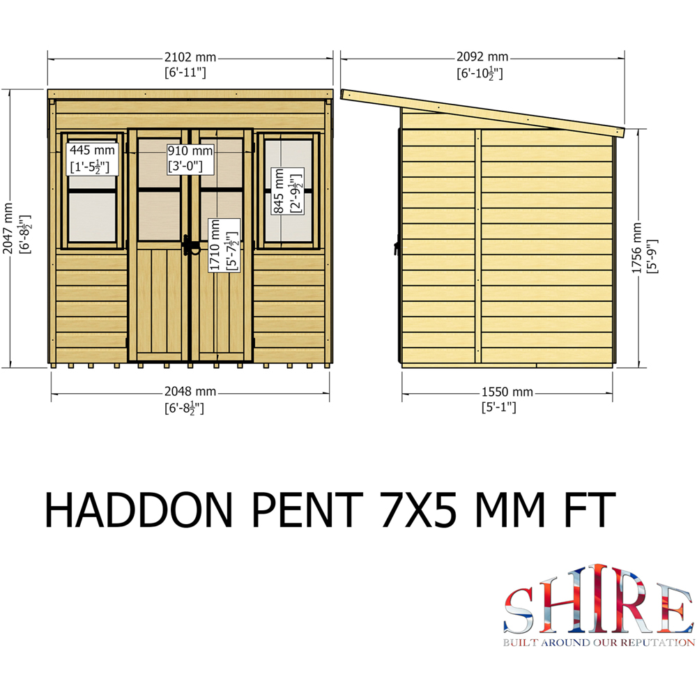 Shire Haddon 7 x 5ft Pent Garden Summerhouse Image 9