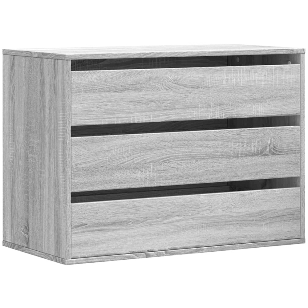 vidaXL 3 Drawer Grey Sonoma Engineered Wood Chest of Drawers Image 2