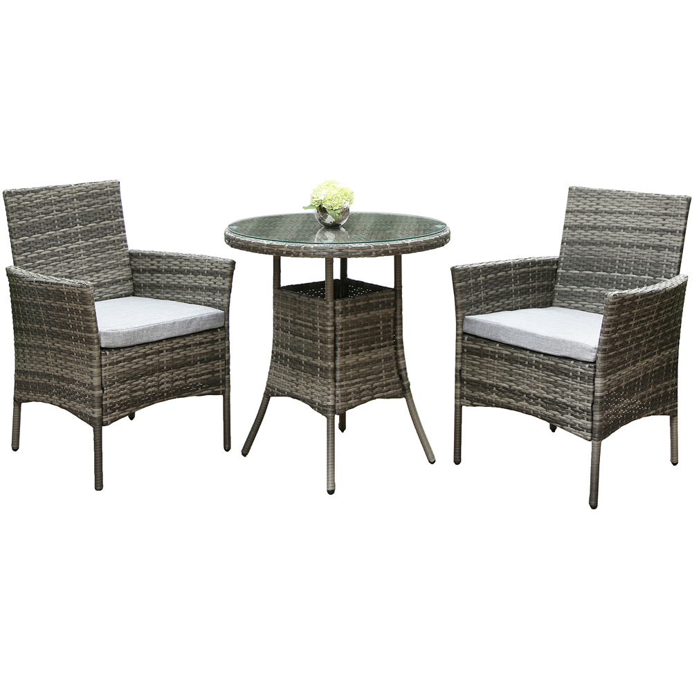 Virginia Deluxe 2 Seater Round Rattan Bistro Set for Garden Patio Image 2