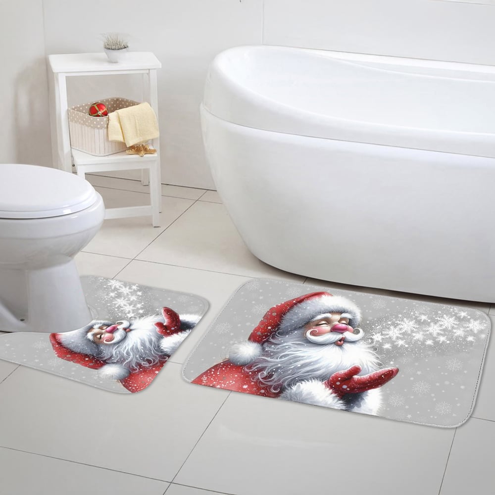 Noel Square Grey Santa Kiss Xmas Bath Set 2 Piece Image 2