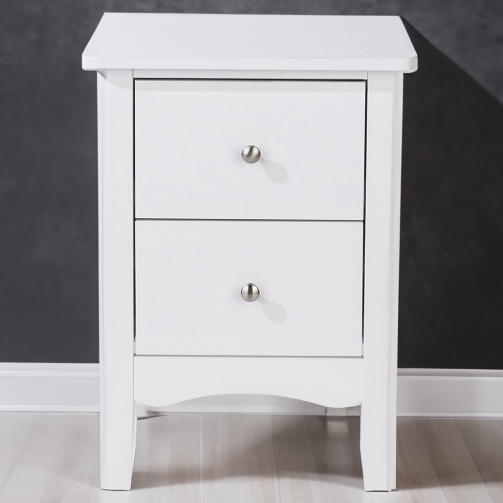 Como 2 Drawer White Petite Bedside Table Image 1