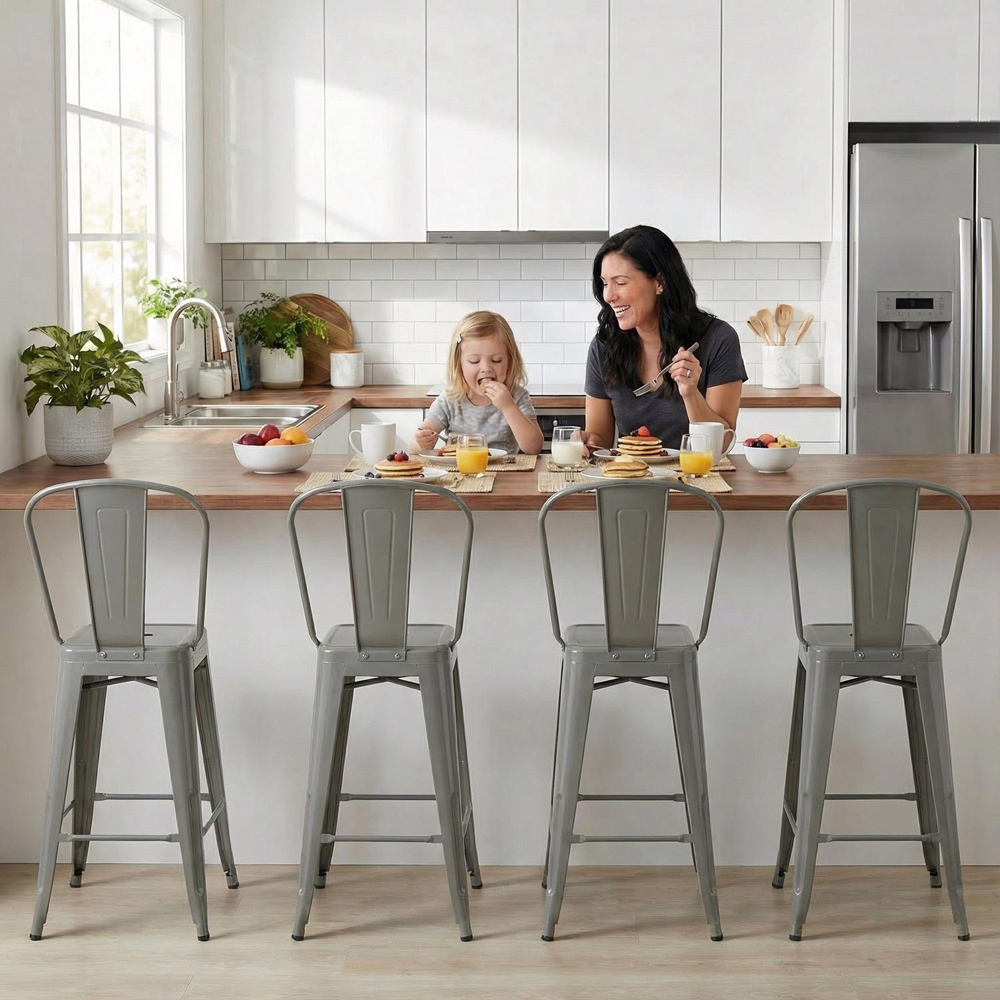 FWStyle Silver Gloss Metal Bar Chair 4 Pack Image 5