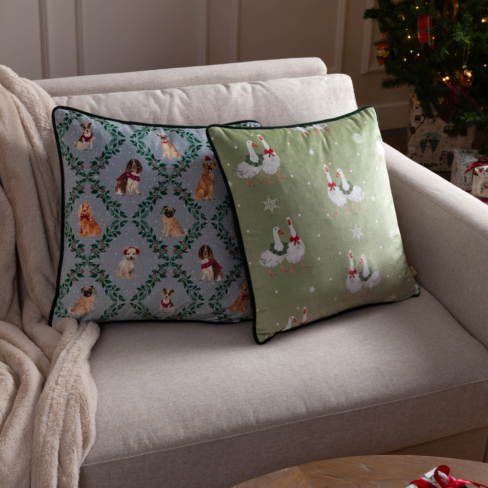 Evans Lichfield Multicolour Winter Geese Printed Reversible Cushion 43 x 43cm Image 6