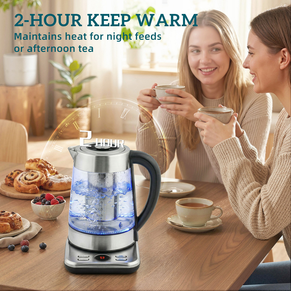 HOMCOM 800-340V70SR Silver 1.7L Electric Kettle with Strix Thermostat 3000W Image 6