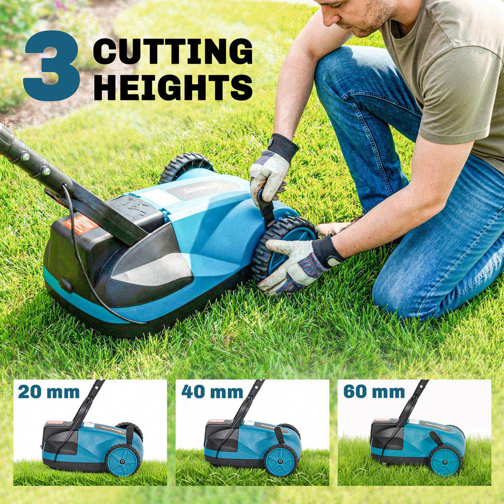 Outsunny 18V Hand Propelled Cordless 35cm Lawn Mower with Batteries and Charger Image 7