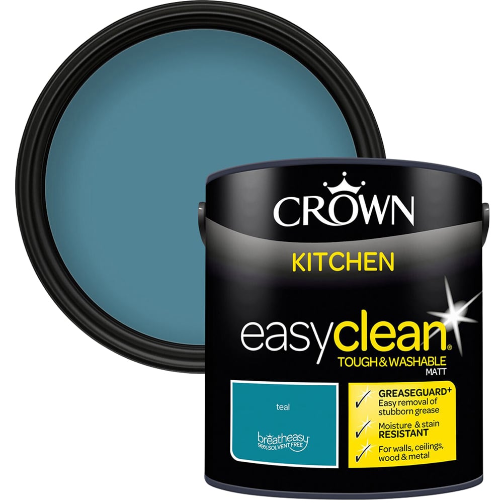 Crown Easyclean Kitchen Paint 2.5L - Teal Image 1