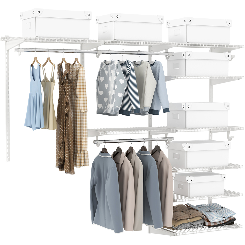 Costway White Custom Closet Organiser System Kit with Shelves Image 3